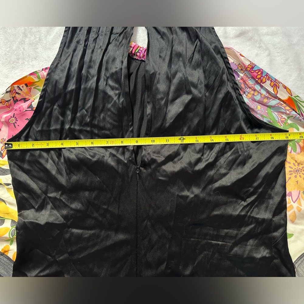 SOLD🩷Cache Vintage Y2K Silk Scarf Floral Print Halter Chain Top in Black Size XL - Picture 11 of 14